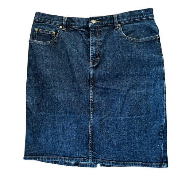 VTG Y2K Lauren Ralph Lauren LRL Denim Pencil Skirt 14  Stetch Minimalist Casual - Picture 1 of 6